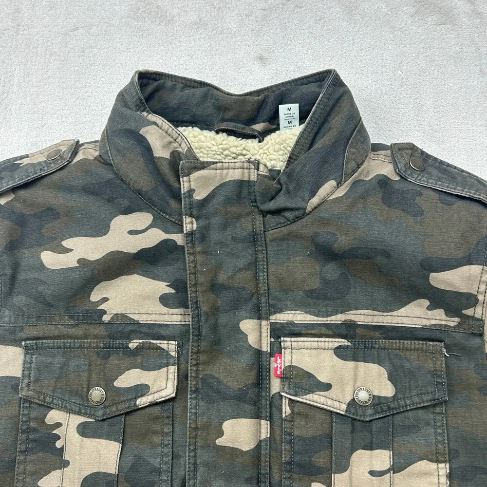 Levi's Field Jacket‎ Mens Medium Camo Sherpa Lined Military Cotton Streetwear